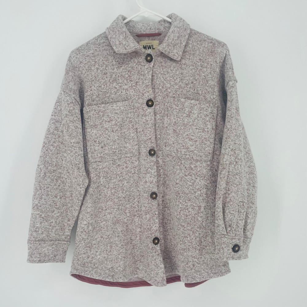 Madewell MWL Resourced Sweater Fleece Shirt Jacket Shacket Mauve Shacket size XS